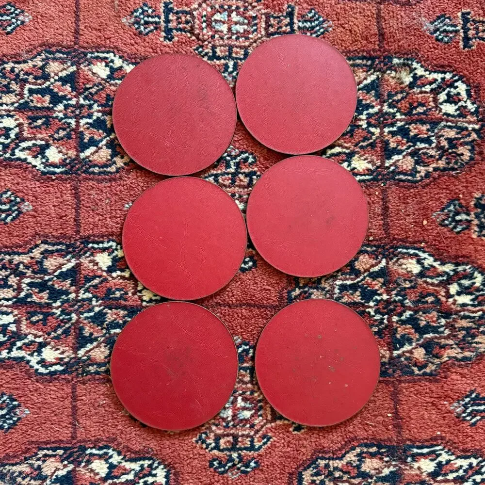 RARE Vintage Round Coasters Sepia Scenes‎ of Antiquity Set of 4 CLEAN CONDITION